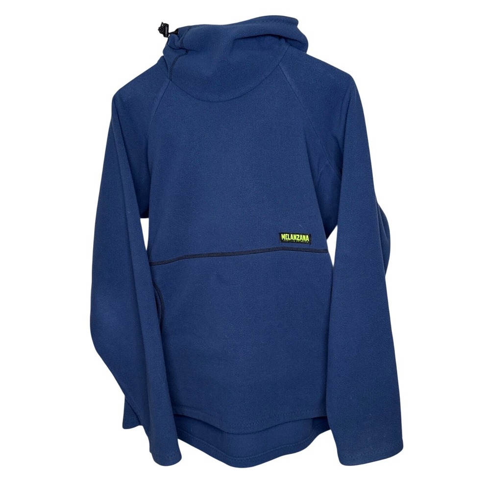 Melanzana Microgrid Fleece Hoodie Womens Medium Blue Leadville Colorado Made USA